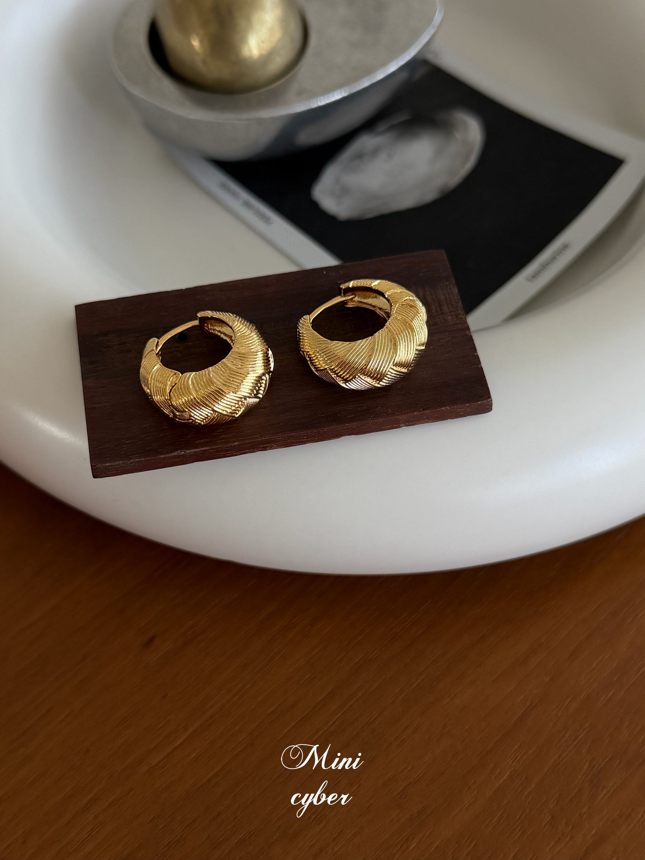 Golden Wheat Weave hoop earrings