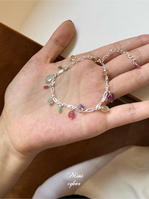 Natural Tourmaline Square Silver Bracelet