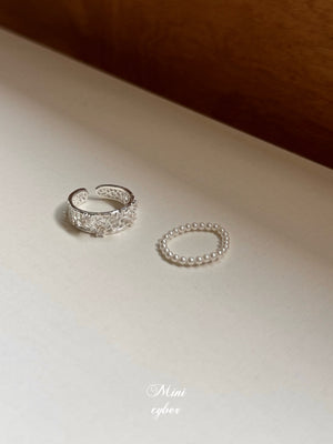 Silver Lace & Pearl Ring Collection