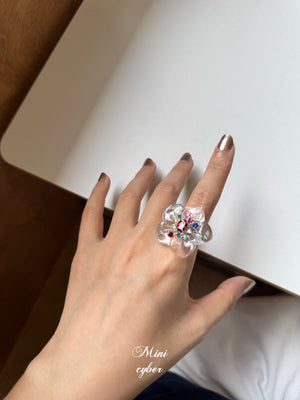 Crystal Blossom Rainbow Ring
