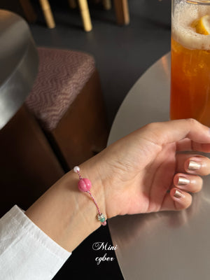 Blush & Silver Braid Bracelet