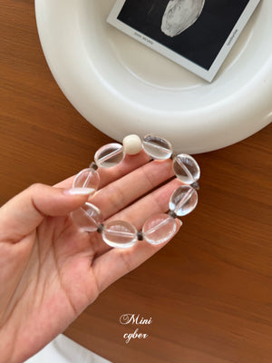 Egg-Shaped Clear Quartz Bracelet Collection