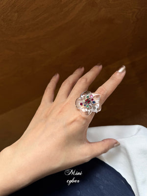 Crystal Blossom Rainbow Ring