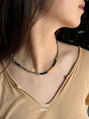 Autumn Sky Blue Bead Chain Necklace