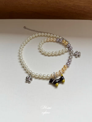 Wiggly Tail Pearl Pup Necklace