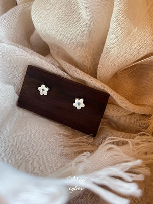 Blue Zircon Flower Silver Studs
