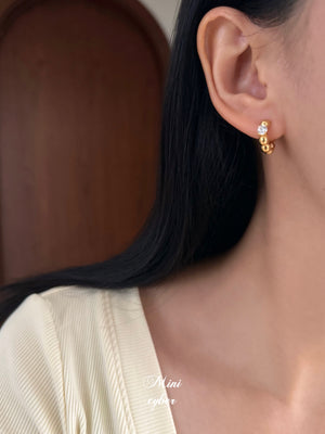 Sparkle Dot Gold Huggie Earrings