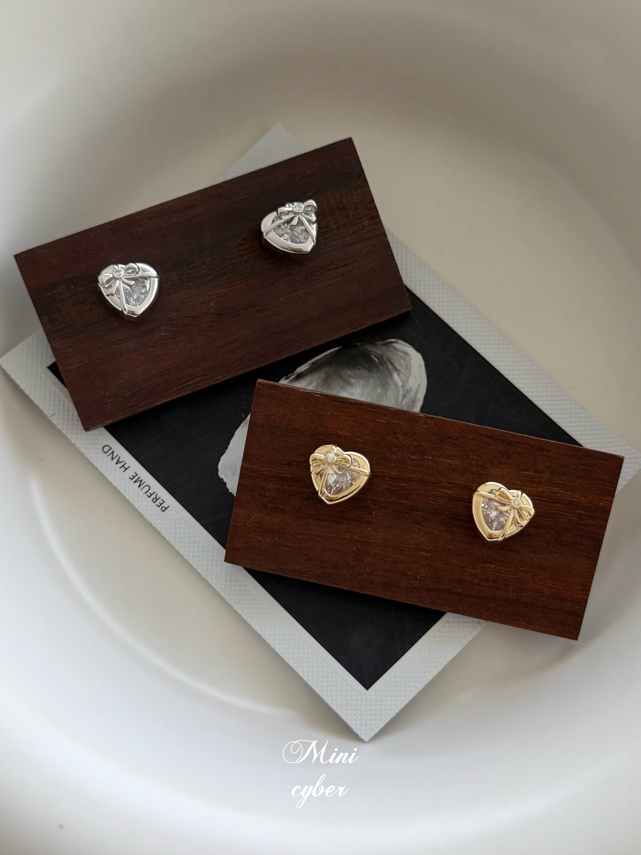 Heart Lock & Bow Earrings