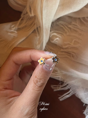Blue Zircon Flower Silver Studs