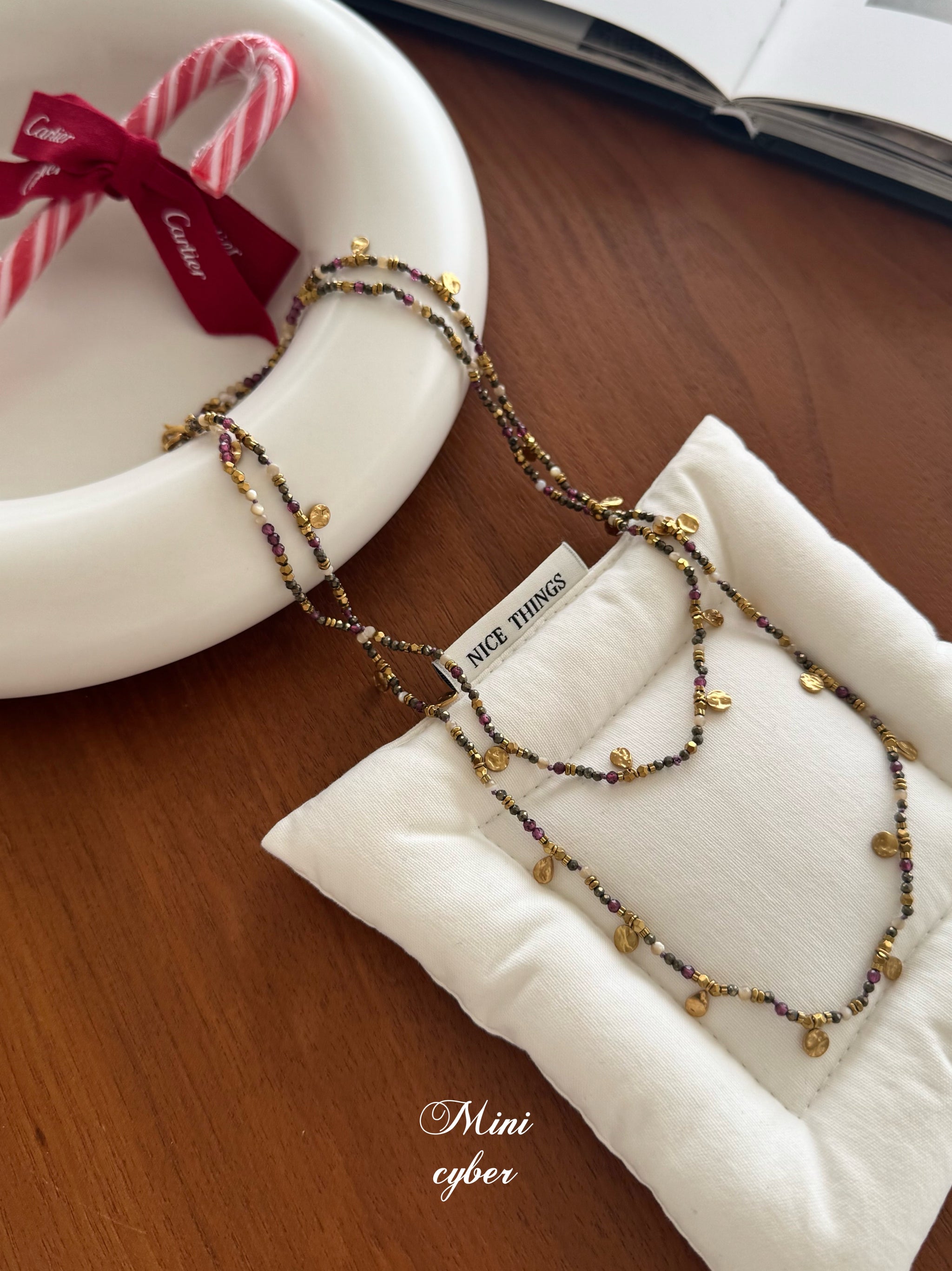 Hammered Texture Disc Sweater Necklace