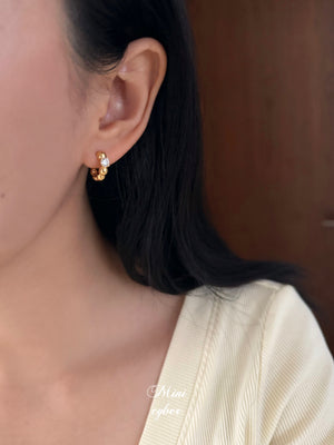 Sparkle Dot Gold Huggie Earrings