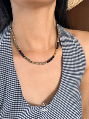 Autumn Sky Blue Bead Chain Necklace