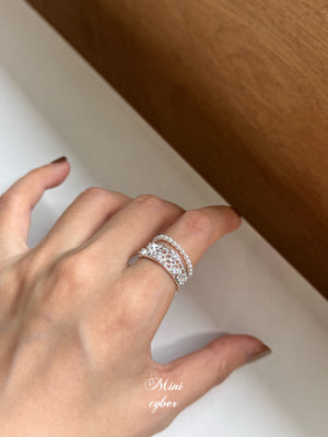Silver Lace & Pearl Ring Collection