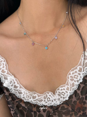Rainbow Clover Zircon Necklace