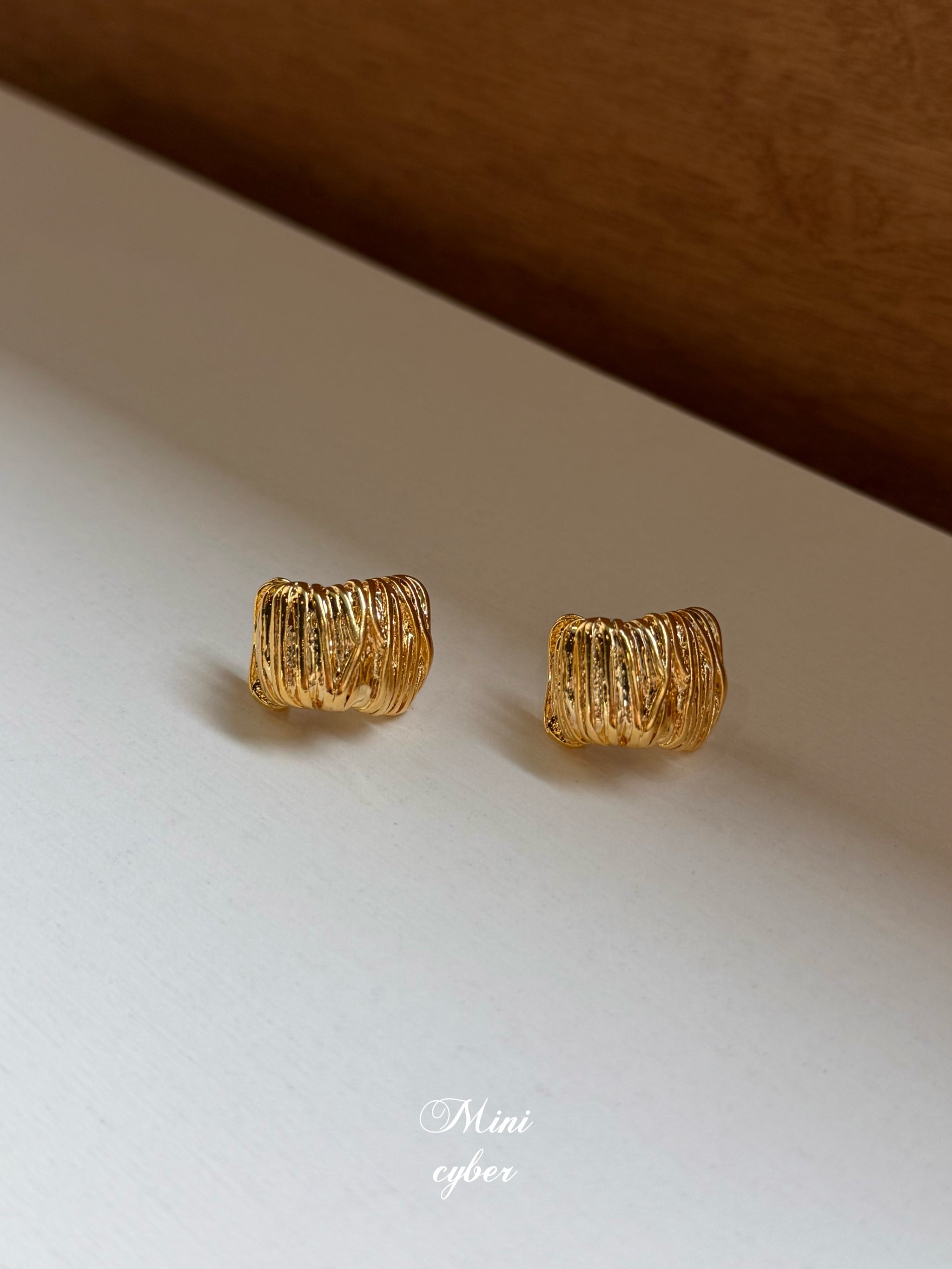 Molten Gold Wrinkled Hoop Earrings