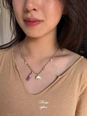 Blush Elephant Weave Necklace