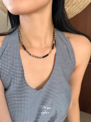 Autumn Sky Blue Bead Chain Necklace