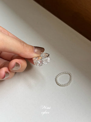 Silver Lace & Pearl Ring Collection