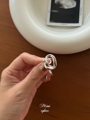 Open Heart Bold Silver Ring