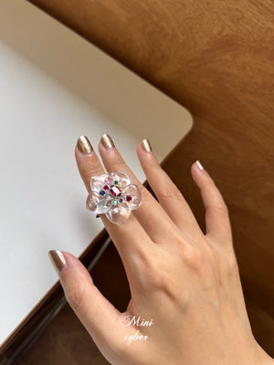 Crystal Blossom Rainbow Ring