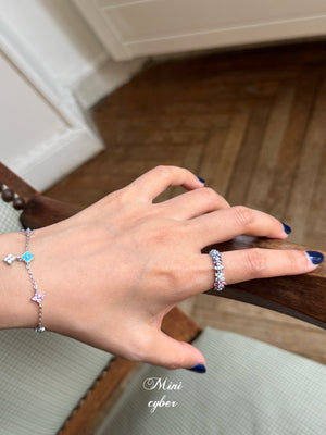 Rainbow Clover Zircon Ring