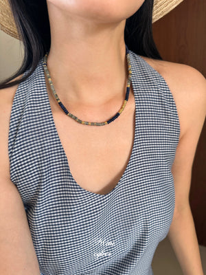 Autumn Sky Blue Bead Chain Necklace
