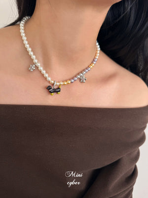 Wiggly Tail Pearl Pup Necklace