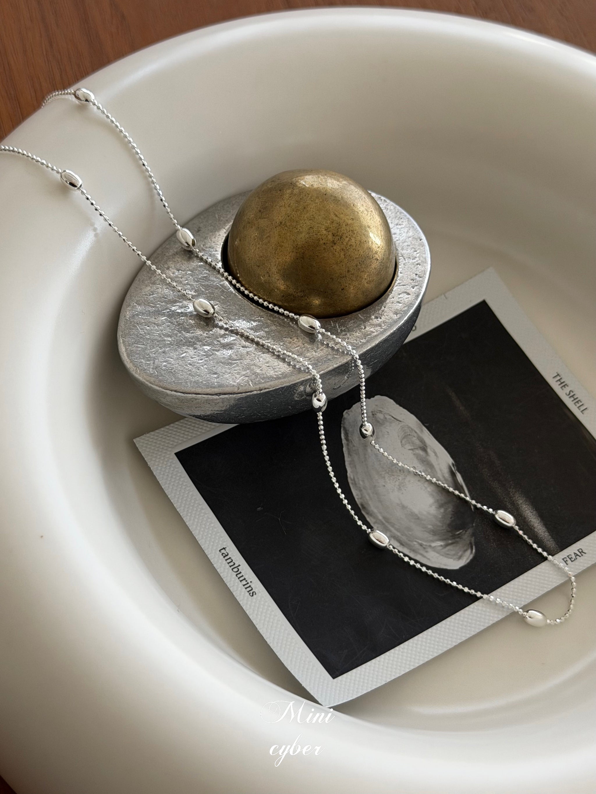 Lantern Bead Silver Necklace