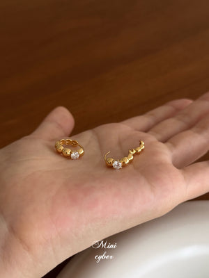Sparkle Dot Gold Huggie Earrings