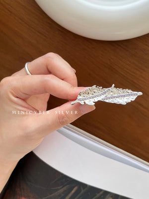 Silver Leaves hair clip