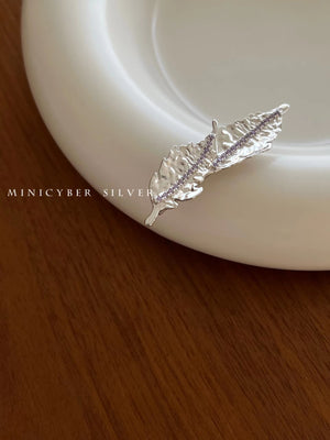 Silver Leaves hair clip